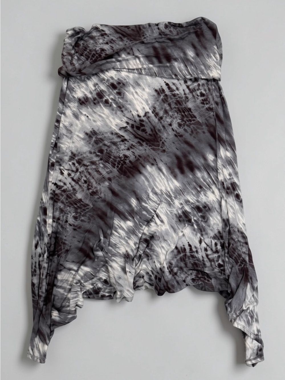 Women's Grey Tie-Dye Midi Skirt